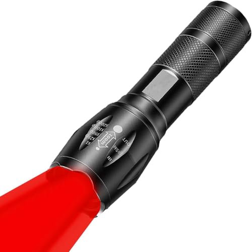 MVIOCS Lampe de poche rouge 2 en 1, lampe de poche portable, étanche, lampe de poche LED avec combinaison de lumière blanche et rouge, lumière rouge pour observation nocturne, enquêtes nocturnes sur