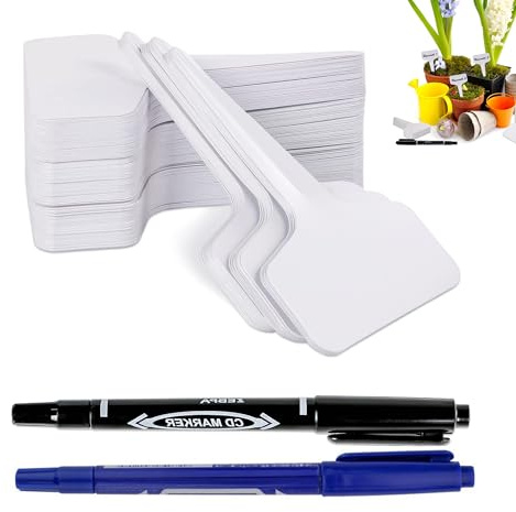 120 Pcs UK Garden Plant Labels, Reusable PVC T-Tags with 2 Markers, Waterproof UV-Resistant Plant Markers for UK Outdoor Gardening