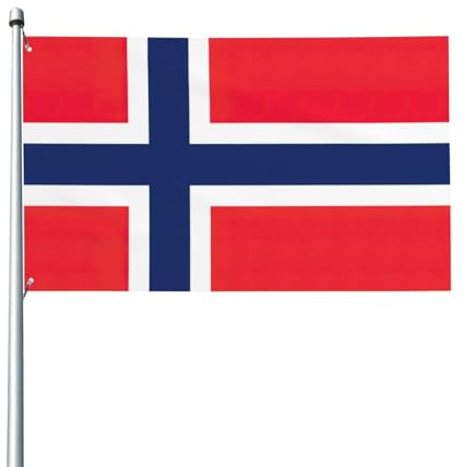 Norwegische Flagge, Druck, personalisierte Flagge, modische Flagge, 90 x 150 cm, mit Metallösen, für Hof, Außen- und Innendekoration