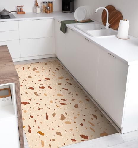 VINILIKO Design | Alfombra Vinílica Terrazzo Helena 50x100 cm - Antideslizante, Impermeable, Lavable - Varios Tamaños - Alfombra Vinilo Salón, Cocina