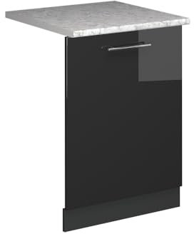 Vicco Façade de Lave-Vaisselle Fame-Line, Anthracite Haute Brillance, 60cm, PT Marbre, à Combiner avec d'autres modules de la série Fame-Line