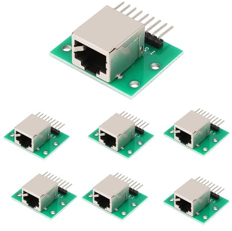 GERUI 7 stycken RJ45-kontakter breakout Board 8-stifts headers nätverksport horisontell adapter testkort med PCB-kort (horisontellt uttag)
