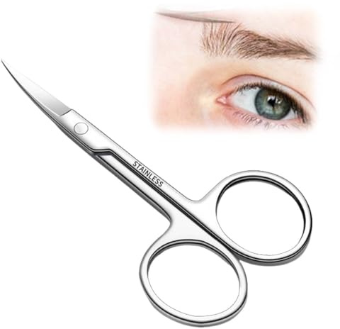 HABNI Ciseaux Ongles 1 Pièce En Acier Inoxydable, Professionnels Pour Couper La Barbe, Les Oreilles Et Les Poils Du Nez, Ciseaux Artisanaux, Mâchoires Précises, Long 9Cm, Argent.