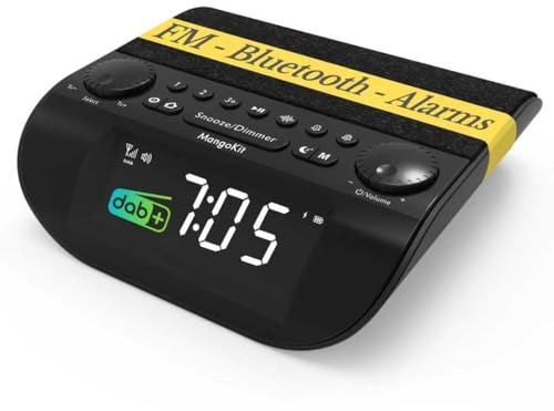 MangoKit UP-Pro DAB/DAB+&FM Digital Radio | Alarm Clock Radio with 9 Natural Sounds, Sleep Aid,Stereo Bluetooth Speaker,90dB Loud Alarm for Heavy Sleepers, Snooze,Sleep Timer,Dimmable Display