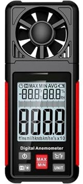Anemometer, Digital Anemometer, Portable Wind Speed Meter Windmeter, LCD Backlight Display Temperature Humidity Meter