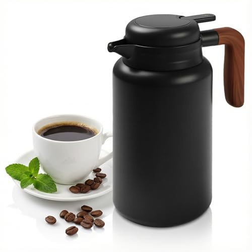 Kryndle 1.6L Thermal Coffee Carafe, Featuring Wear-Resistant Base Design | 304 Stainless Steel, Double-Wall Vacuum Insulation, Suitable for Hot & Cold Drinks, Coffee and Tea