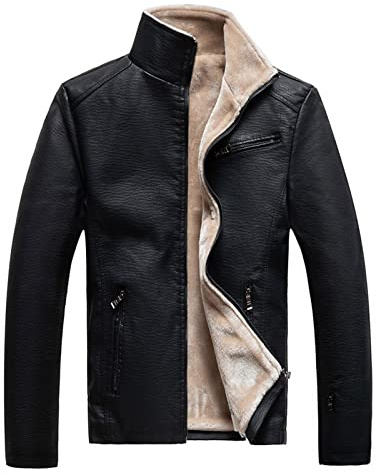 Giacche Sportive Per Uomo di Pelle in Pile Oversize Cappotti Tinta Unita Elegante Cappotto con Tasche Basic Antivento Autunno Inverno Jacket Regular Fit Coat Comoda Giacche da Pilota Giubbotto Casual