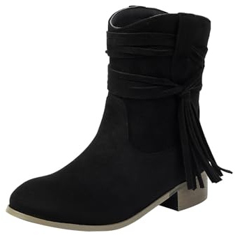 Generisch Stiefelletten/Boots Damen Stiefelette Braun Low Boots Shoes Mid Calf Boot Ankle Boot Kurze Herbst- und Winterstiefel Elastische Retro-Skinny-Stiefel atmungsaktive Sockenstiefel