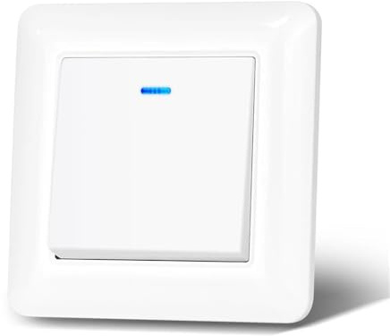 Interruttore Luce Muro,Interruttore A Pulsante Interruttore a parete da 2 pezzi con spia luminosa 1/2 gang vie 16 A 220 V Pannello PC ignifugo 82 mm *(White 1Gang2Way)