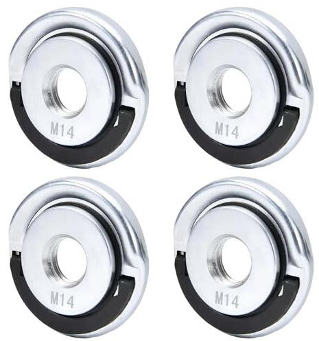 HEUIOP 4 Pcs M14 Nut Quick Release, 50mm Quick Clamping Angle Grinder Attachments, Heavy Duty Locking Retaining Flange Nut with Pull Rin for Angle Grinder Fitting Part