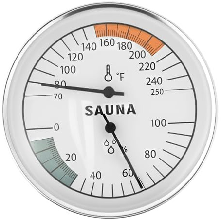 BAODBF Thermomètre de sauna, hygromètre, 2 en 1, montage mural, mesure de haute précision, thermomètre de sauna mécanique pour hôtels, appartements de vacances