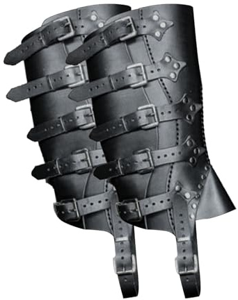Generisch Mittelalticherle Stiefelstulpen, 33cm PU Leder Piraten Beinbezüge | Verstellbar Beinstulpen Im Steampunk Stil Für Herren Unisex Für Römer Gladiator Legionär Kostüm Ritter Cosplay