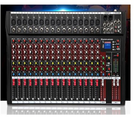 Mezclador de audio, Mezclador de estudio profesional 16 canales, consola mezcla sonido USB for DJ, alimentación fantasma, amplificador monitor Para karaoke en estudio