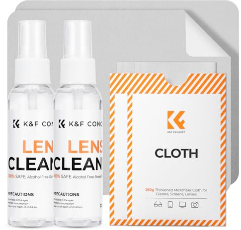 K&F CONCEPT 2×60 ML Kit Nettoyant pour Lunettes Appareil Photo ÉCran