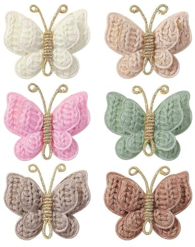 Floruvia Ensemble 6 pièces Barrettes Papillon pour Bébé Fille, Pinces Antidérapantes pour Cheveux Fins, Usage Quotidien et Occasions Spéciales