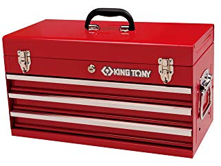 KING TONY 87401-3H Coffre à outils portable à 3 tiroirs avec roulement à billes, serrure interne, 535 mm L x 220 mm P x 287 mm H
