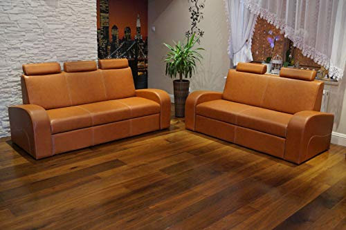 Quattro Meble Echtleder Sofagarnitur Antalya II Extra 3 er + 2,5 er mit Kopfstützen Ledersofa Echt Leder Couchgarnitur Möbel Set große Farbauswahl !!!