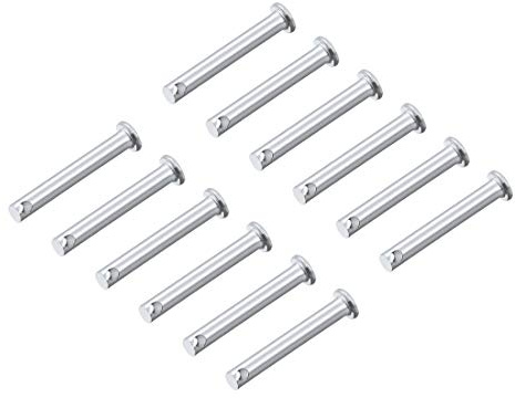 sourcing map 12 Stück Steckbolzen Gabelkopfstifte Gabelbolzen Einloch Flachkopf, 5mm X 40mm Splintstift Verzinkung Massiver Stahl Lochbolzen