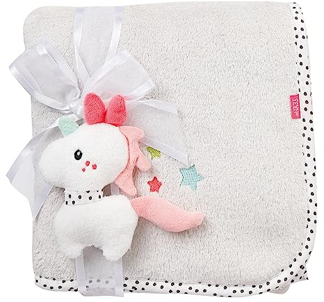 Fehn 057256 Kuscheldecke Einhorn/Kuschelige Schmusedecke für Babys und Kleinkinder ab 0+ Monaten - zum Kuscheln, als Krabbelunterlage, Schnuffeltuch oder Zudecke für zuhause und unterwegs
