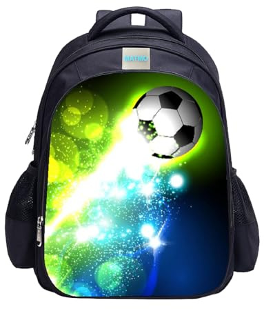 MATMO Zaino da Calcio per Ragazzi, Borsa da Scuola con Motivo di Calcio, Borsa 9, Taglia Unica