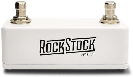 Rock Stock Pedal de interruptor de pie doble, pedal auxiliar TRS versátil, amplía tu procesador de efectos múltiples, cableado a mano y construido para la carretera (blanco ártico)