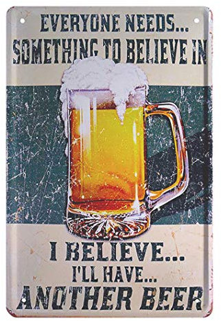 Blechschild Another Beer - lustiges Metallschild mit witzigen Spruch für Biertinker und Genießer - Vintage Retro Deko Schild Bar Pub Kneipe Theke Partykeller Kellerbar Stammtisch Biergarten - 20x30cm