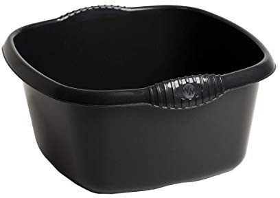 32cm Plastic Square Washing Up Bowl Sink Tidy Basin Mixing Kitchen Caddy 9L Litre Serving Bowls - Black