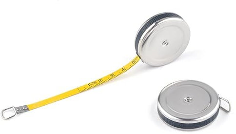 WINTAPE Metro a nastro da 2 m, corpo 200 cm, metro a nastro con avvolgimento automatico, nastro di misurazione, metro a nastro, per misurare il diametro in mm (cassa in metallo argento)
