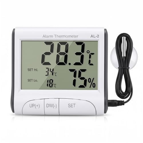 LXSZRPH Reptile Thermometer Hygrometer with High Low Temperature Alarm Digital Temperature Humidity Meter Gauge for Terrariums, Vivariums, Reptile Tanks (1)
