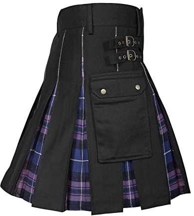 Couleur Épissure Kilt Écossais Médiéval Écosse Jupes Plissées Tartan Irlandais Vintage Jupe Écossaise Traditionnelle Vêtements Steampunk Mode Gothique Kilt Kendo, lilas, L
