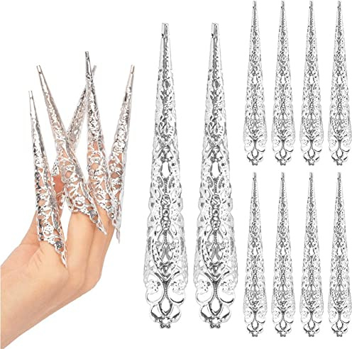 10 Pcs Punta De Uña Anillos De Garra Queen Yeño De Uña Anillos De Uñas Decoración Protectores De Nudillo De Dedo para Show De Baile De Cosplay
