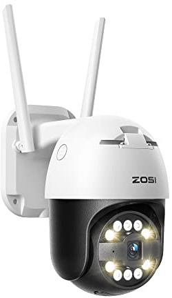 ZOSI 5MP 3K Pan/Tilt WLAN Überwachungskamera Aussen, 355°/140° Schwenkbar | IP Kamera mit Plug-in Strom, 8X Digital Zoom, Personenerkennung, C296