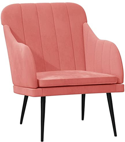vidaXL Sessel, Fernsehsessel Loungesessel für Wohnzimmer, Relaxsessel Polstersessel Metallgestell, Relaxstuhl Polsterstuhl, Modern, Rosa Samt