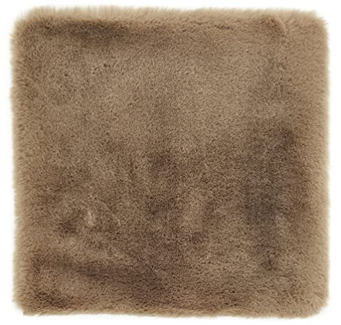 -Luxor- Living Coussin d'assise Coste - en Fourrure synthétique - pour décoration de Salon ou de Chaise - Coussin d'assise Confortable - 40 x 40 cm - Carré - Taupe - 1 pièce