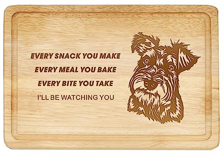 Schnauzer Gifts Mini Schnauzer Wooden Chopping Board - Dog Gift for Women - Oak Cutting Board Laser Engraved - Cheese Board Home Decor for Birthday