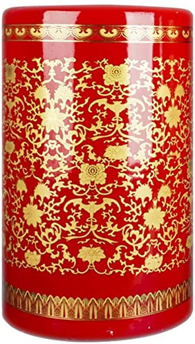 Umbrella Stand Rack for Entryway Hallway Front Door, Red Ceramic Umbrella Racks Stand with Pattern, Chinese Retro Umbrella Holder Rack for Flower/decor, Home Office (Size : Large)