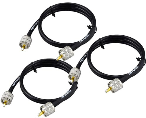 YOTENKO 3-Pack RG8x Coaxial Cable 3ft, Ultra Flexible RG-8X Jumper Cable (Stranded Tinned Copper) for Tight Routing, UHF PL259 Coax for CB Radio, Ham, Marine & Truck Antenna, Analyzer, SWR Meter