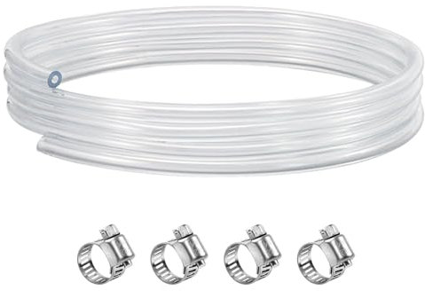 10FT Beer Line Keg Line Tubing, 3/16 ID Beer Keg Line Beverage Line Tubing with Hose Clamps, Kegerator Line Draft Beer Dispensing Line for Homebrew