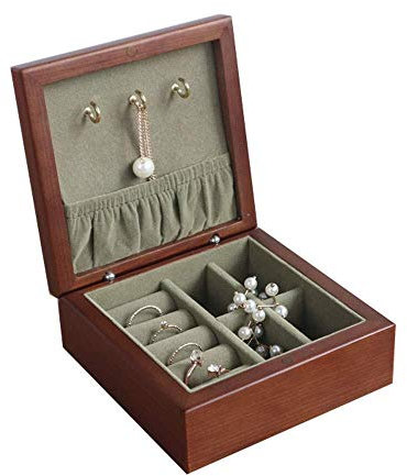 BONOOL Schmuckkästchen, tragbar, aus Holz, Samt, Schmucktruhe für Armbänder, Ohrringe, Ringe, Schmuck-Organizer für Hochzeit, Verlobung, Geschenk, Schmuckschatulle für Frauen