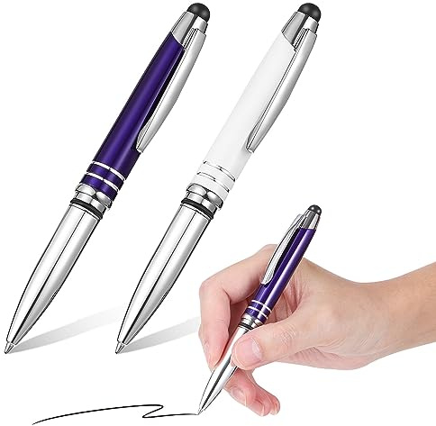 Toddmomy Pack of 2 Illuminated Ballpoint Pens with Stylus Tip Ballpoint Pen Black for Universal Tablet Smartphone