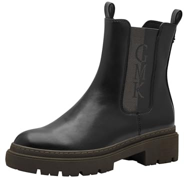 MARCO TOZZI by Guido Maria Kretschmer Damen Chelsea Boots mit Plateau mit Reißverschluss, Schwarz (Black/Khaki), 39 EU