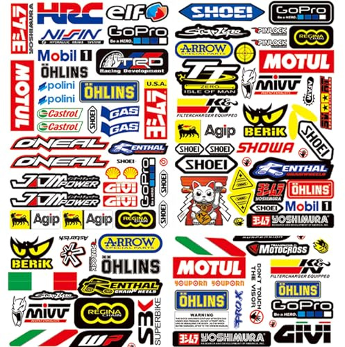 Motorrad Sticker Sponsoren Aufkleber, Vinylaufkleber Sticker Racing Aufkleber, Stickers FüR Motorrad Enthusiasten, Motocross Grafiken Bike Computer Roller, Für Motorräder, Rennwagen, Helme Usw