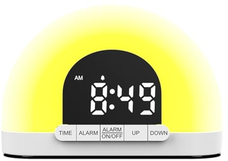 Sonnenaufgangswecker, Sonnenaufgangswecker, Wecklicht, Wecklicht, Nachtlichtalarm, lautes Wecklicht mit natürlichem Licht, 2-in-1-Sonnenaufgang-Sonnenuntergang-Doppelwecker für Desktop, Nachttisch