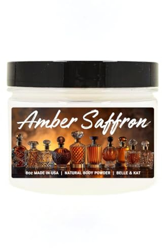 Amber & Saffron (our version of B. Rouge type) Body Dusting Powder for Men & Women - 8oz Container - Made in the USA