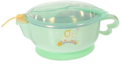 Edelstahl Baby Schüssel Mit Saugnapf Und Löffel – Auslaufsicheres Geschirrset Für Kleinkinder Mit Praktischer Temperaturkontrolle Ideal Für Stressfreies Füttern (400 Ml Zufällige Farben)