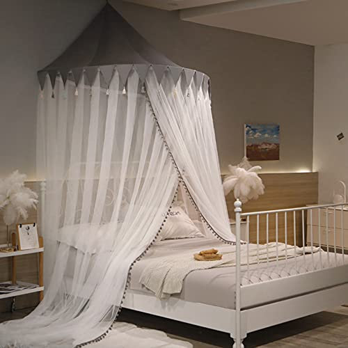 itonc Bett-Vorhang-Wand- Baldachin Bett Vorhänge Für Einzel-Bis Kingsize-Betten, eine Jurte Netting Abdeckung Infant Kleinkind Babybett Zelt Net-Schützen Sie Ihr Baby Von Mückenstiche,Grau,2M Bett