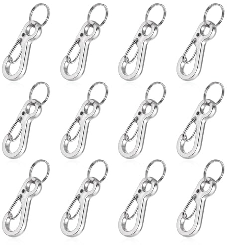 12 Sets Mini-Karabinerhaken Klein Karabiner Schlüsselanhänger Mit Metallfeder Set 2.5 cm Abnehmbare Karabinerhaken Schlüsselanhänger Ringe Für Rucksack Hundeleine Angeln (Silber)