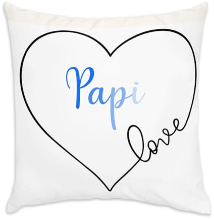 Fabulous Kissenhülle, Velours, weiß, Motiv: Papi Love Herz, Liebe, Großvater, 40 x 40 cm, samtig