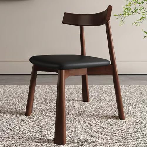 Sillas de comedor tapizadas modernas con patas de metal resistentes, cómodas sillas de escritorio ergonómicas para espacios pequeños, ideal para el hogar, dormitorio o estudio, nogal y esquema de