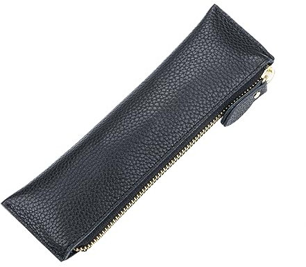 TEHAUX Leder Stiftetasche Schwarz Einfache Aufbewahrungstasche Stifthalter Schutzhülle Für Schule Büro Studenten Angestellte